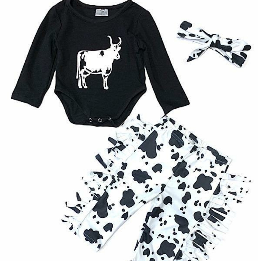Cow Print Girl Outfit Fringe pants